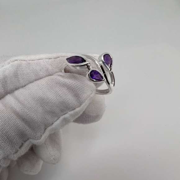 Genuine Amethyst .925 Sterling Silver Ring - Picture 14 of 16